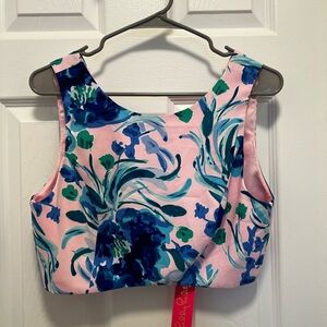 Lilly Pulitzer Pink and Blue Sleeveless Crop Tank Top